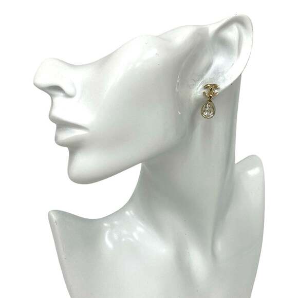 CHANEL Gold Logo Earrings